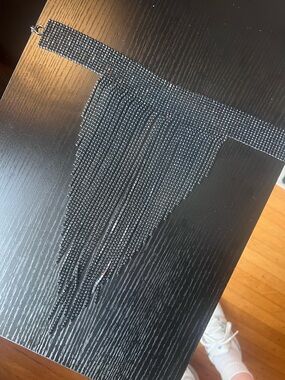 Black Beaded Fringe Angled Necklace